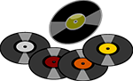 five colourful vinyls